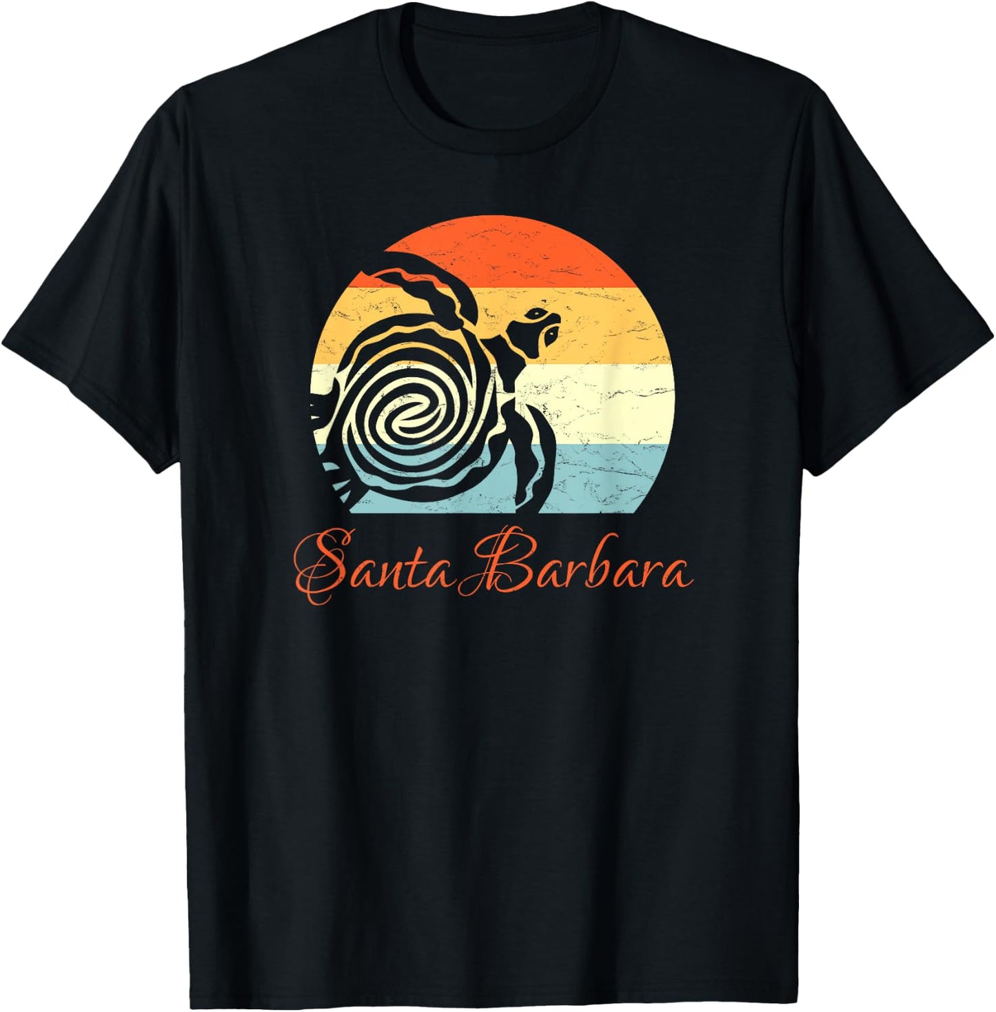Santa Barbara, California Vintage Retro Sea Turtle T-Shirt - T-Shirt | Black