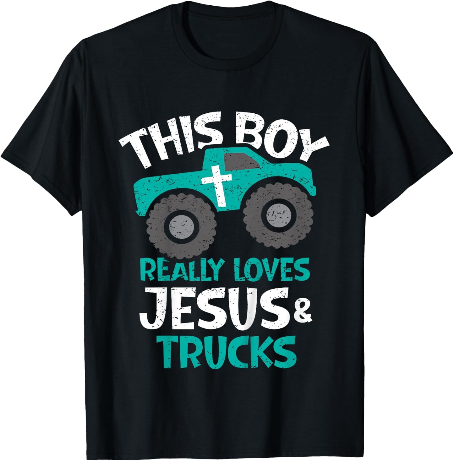 Kids I love Jesus and trucks T-Shirt - T-Shirt | Black