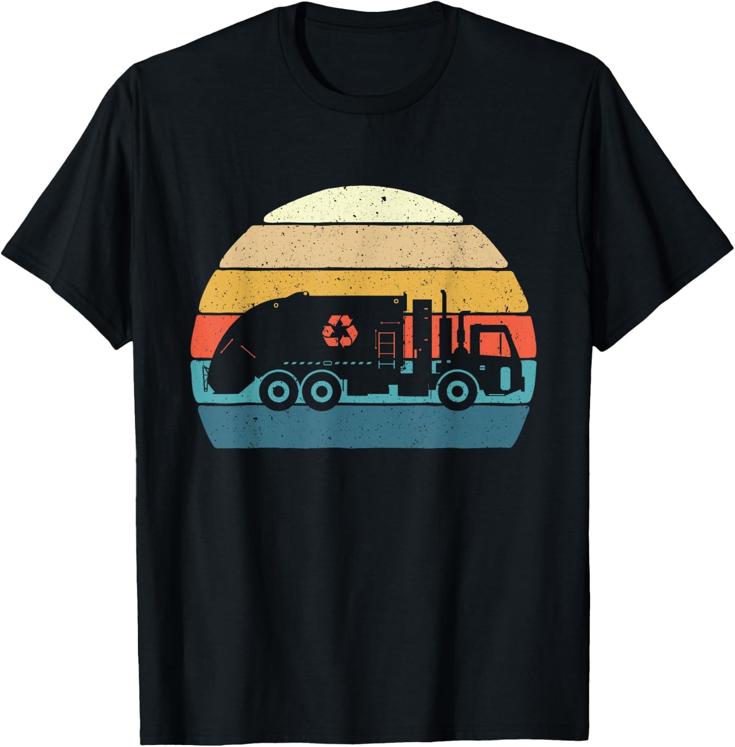 Retro Garbage Truck - Truck Trash Recycling Waste Management T-Shirt - T-Shirt | Black