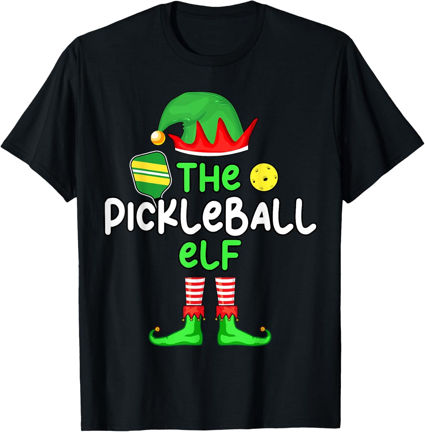 I'm The Pickleball Elf Christmas Family Matching Pajama T-Shirt - T-Shirt | Black
