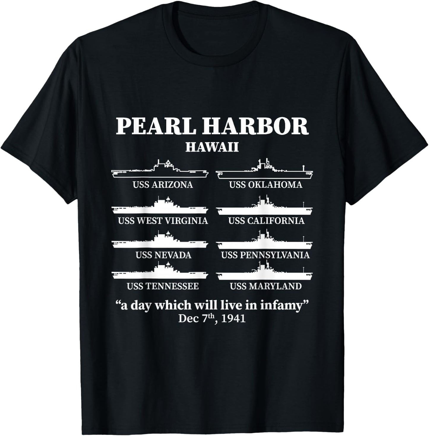 Pearl Harbor Memorial Day Battleships USA Patriotic Men T-Shirt - T-Shirt | Black