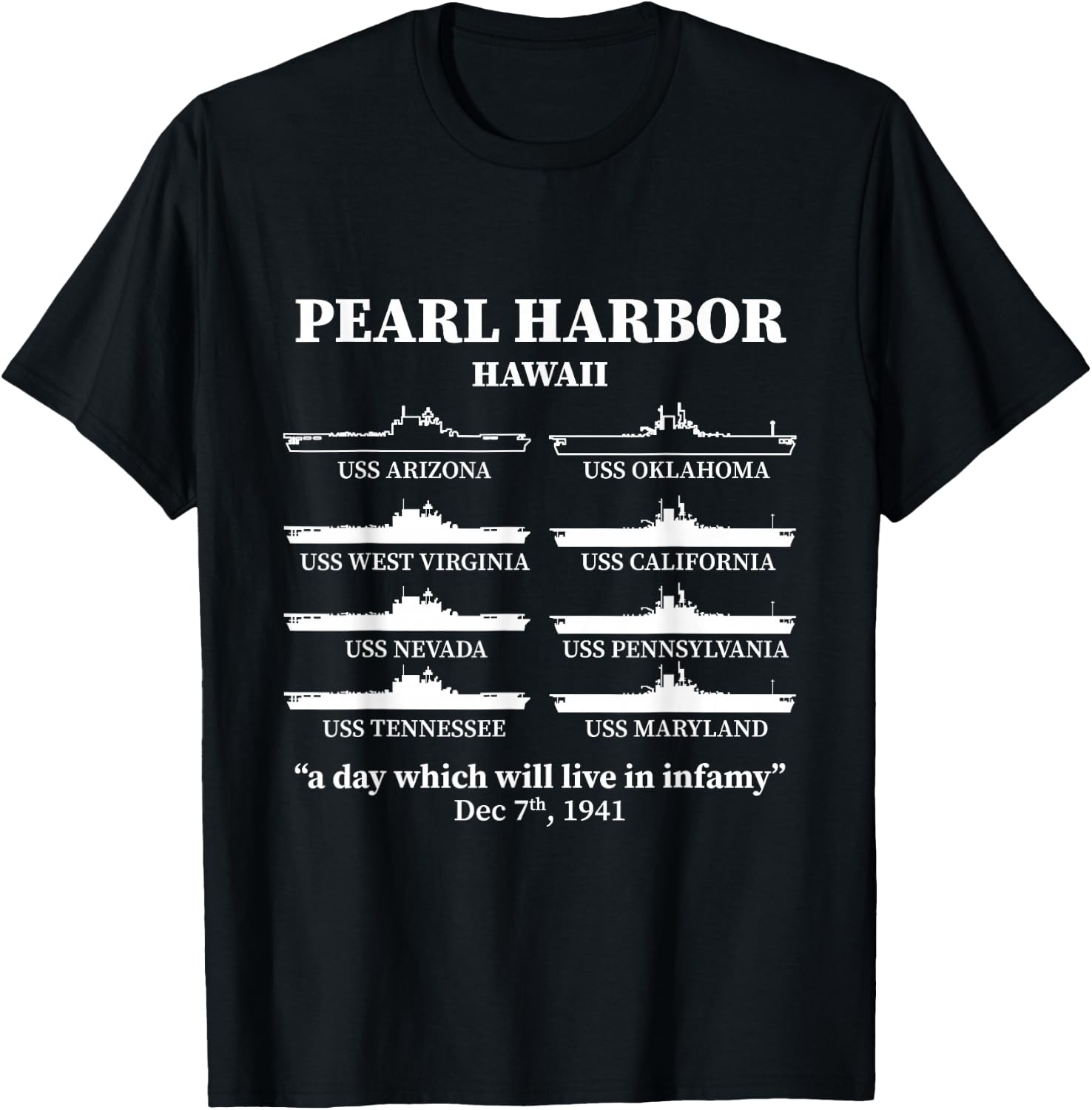 Pearl Harbor Memorial Day Battleships USA Patriotic Men T-Shirt - T-Shirt | Black