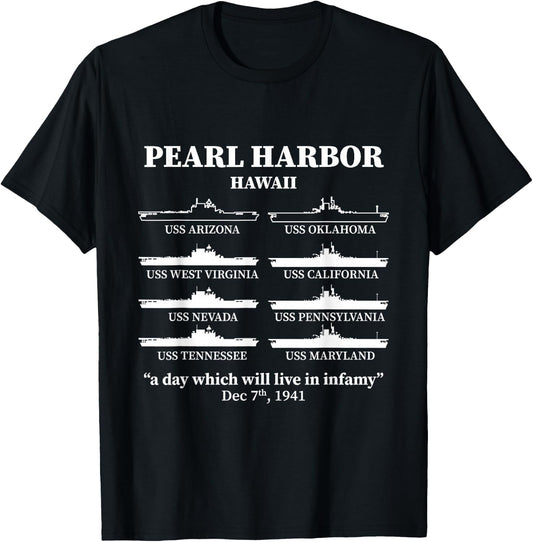 Pearl Harbor Memorial Day Battleships USA Patriotic Men T-Shirt - T-Shirt | Black