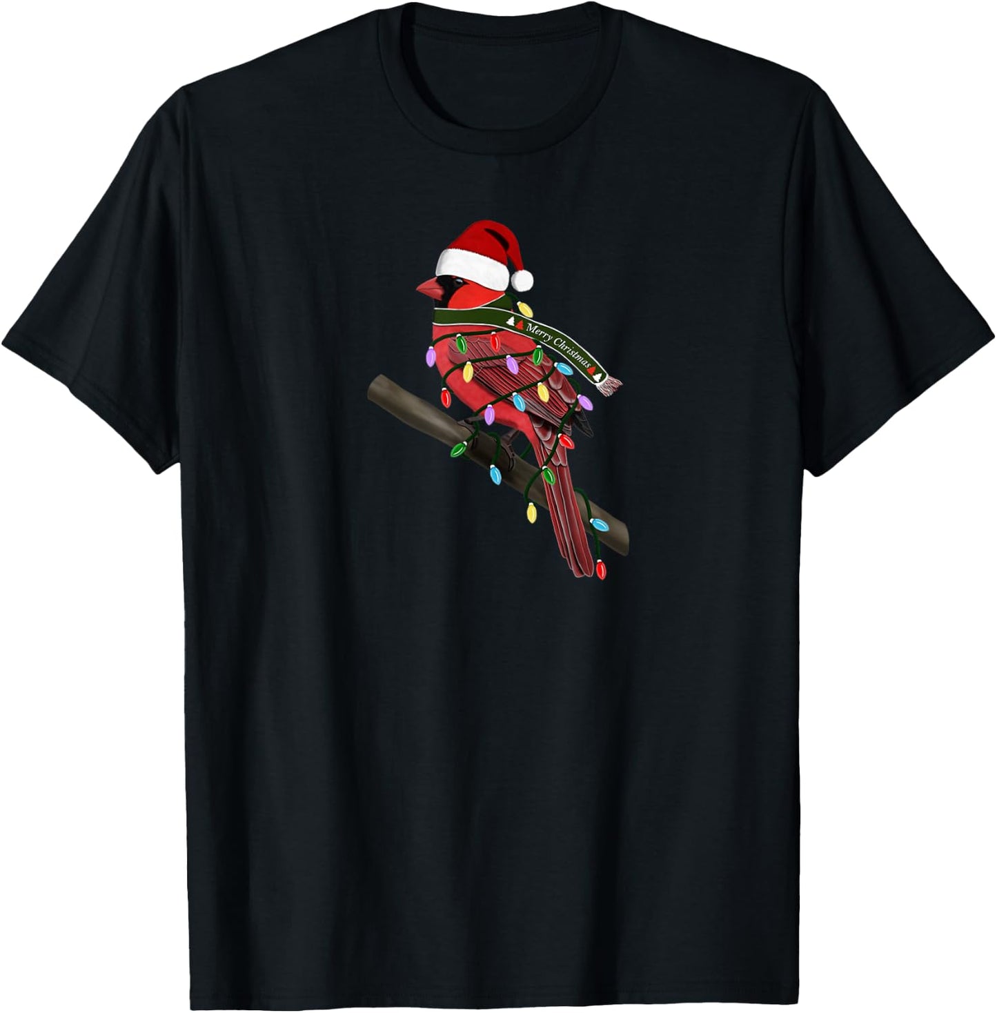 Cardinal Christmas Bird Santa Claus Biologist Animal T-Shirt - T-Shirt | Black