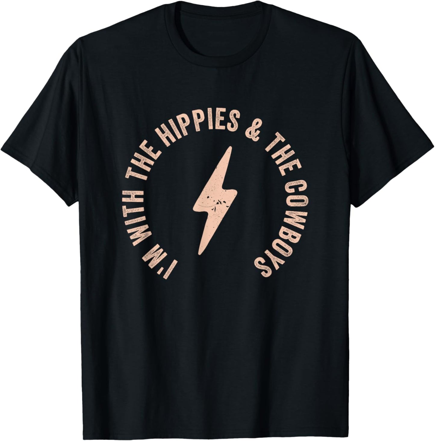 I'm With The Hippies And The Cowboys T-Shirt - T-Shirt | Black