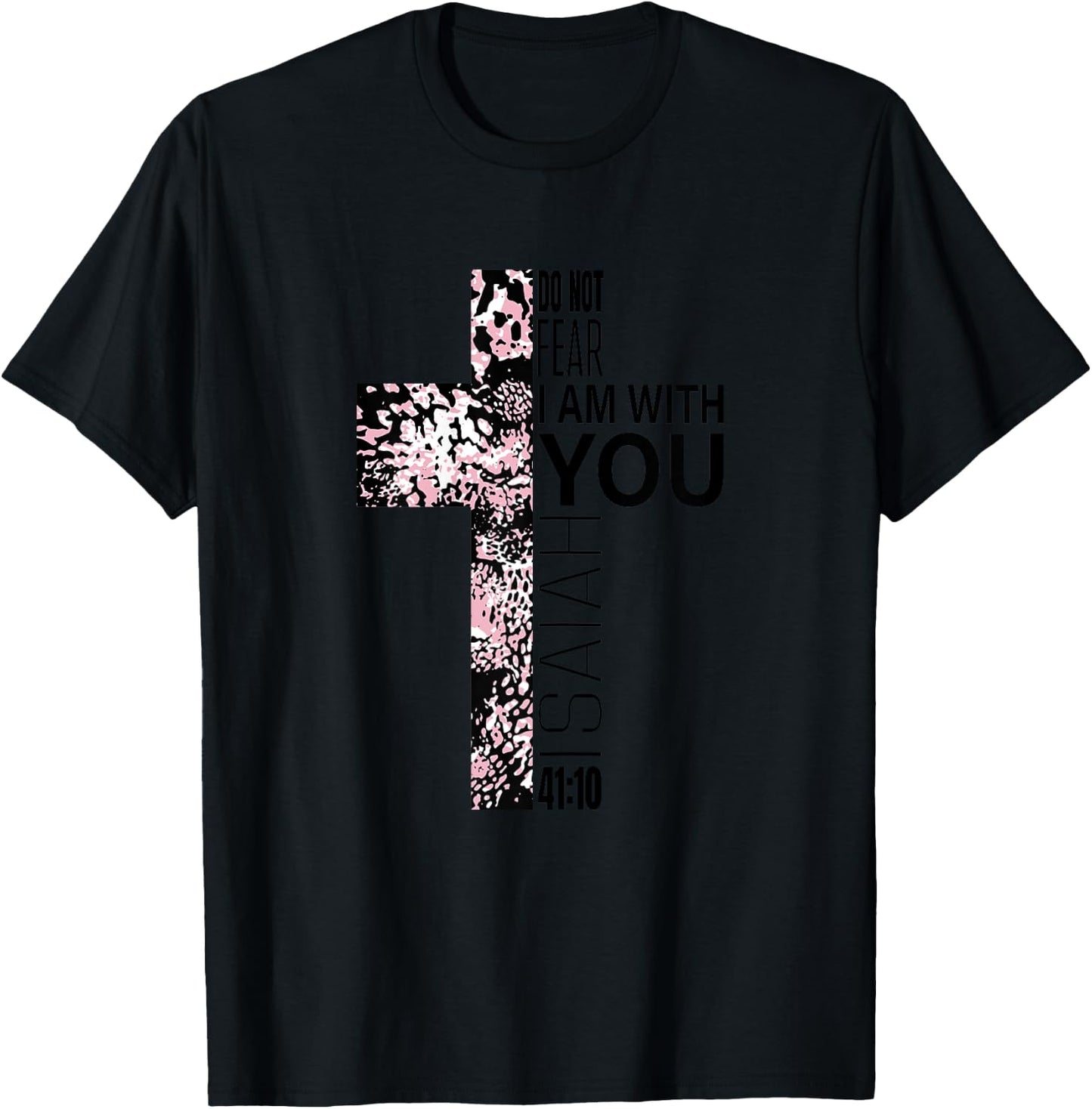 Pink Cross Faith Over Fear Christian Religious Verse Easter T-Shirt - T-Shirt | Black