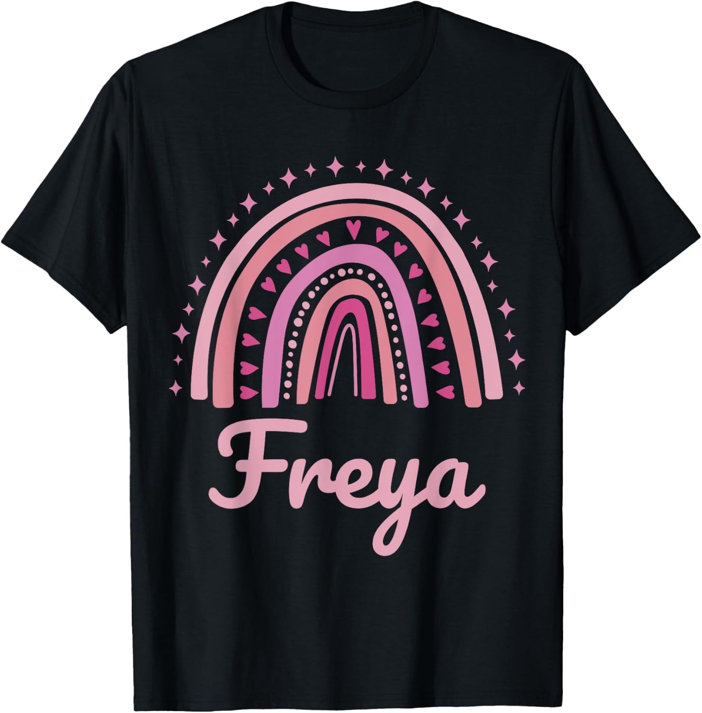 Freya Name Personalized Funny Women Pink Rainbow Freya T-Shirt - T-Shirt | Black