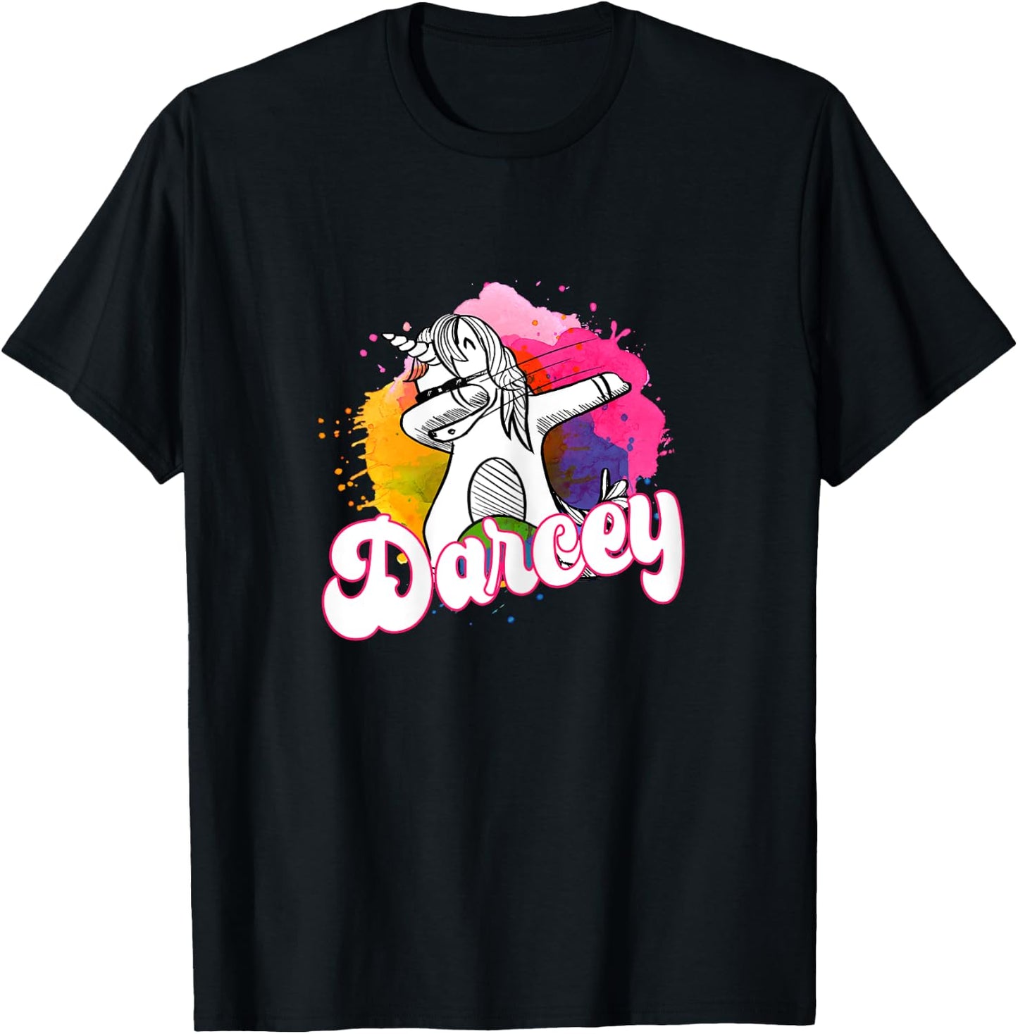 DARCEY - Beautiful girl name with cool dabbing unicorn T-Shirt - T-Shirt | Black