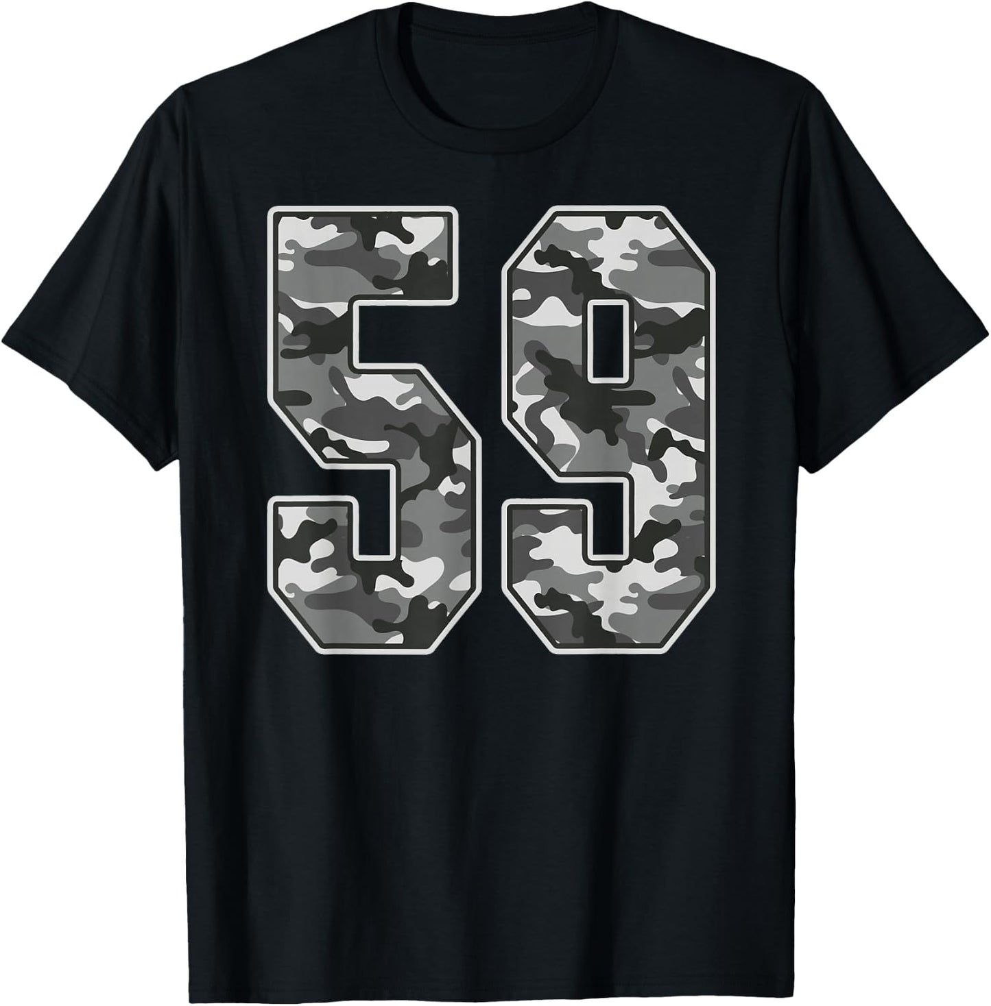 Camo #59 Jersey Number 59 Uniform Fan Favorite Player T-Shirt - T-Shirt | Black