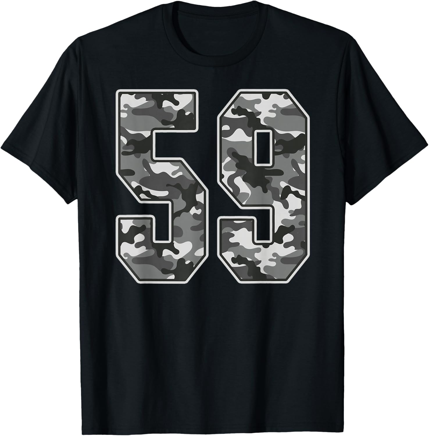Camo #59 Jersey Number 59 Uniform Fan Favorite Player T-Shirt - T-Shirt | Black