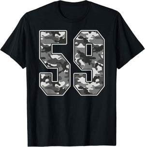 Camo #59 Jersey Number 59 Uniform Fan Favorite Player T-Shirt - T-Shirt | Black