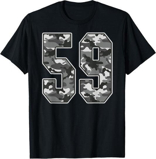 Camo #59 Jersey Number 59 Uniform Fan Favorite Player T-Shirt - T-Shirt | Black