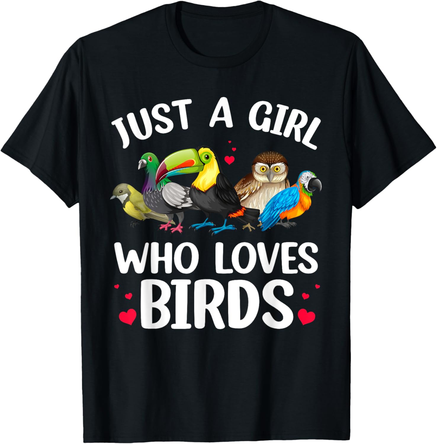 Funny Bird Lover Art For Girls Women Kids Bird Animal Lovers T-Shirt - T-Shirt | Black