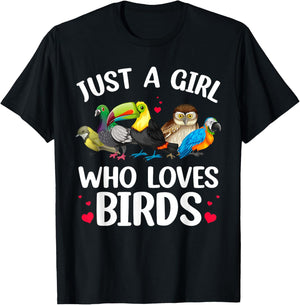 Funny Bird Lover Art For Girls Women Kids Bird Animal Lovers T-Shirt - T-Shirt | Black