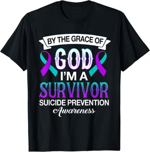 I’m A Survivor Suicide Prevention Teal & Purple Ribbon Gifts T-Shirt - T-Shirt | Black
