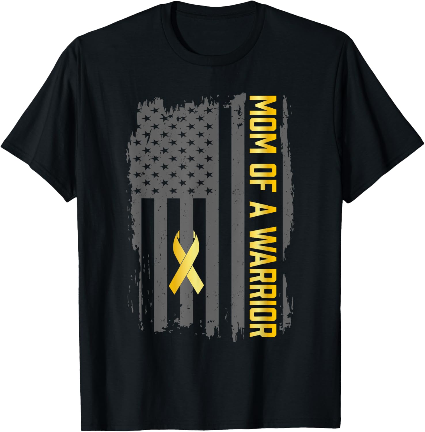 Childhood Cancer Usa Flag Mom of a Warrior Childhood Cancer Men T-Shirt - T-Shirt | Black