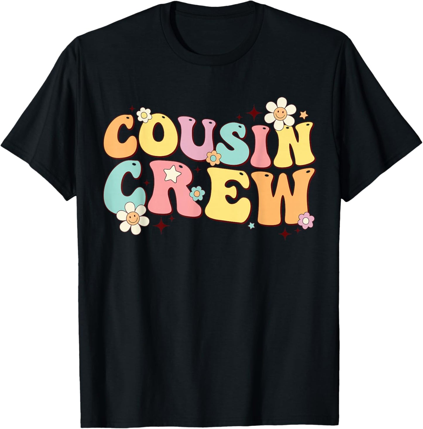 Cousin Crew Retro Groovy Summer Vacation Family Trip Toddler T-Shirt - T-Shirt | Black