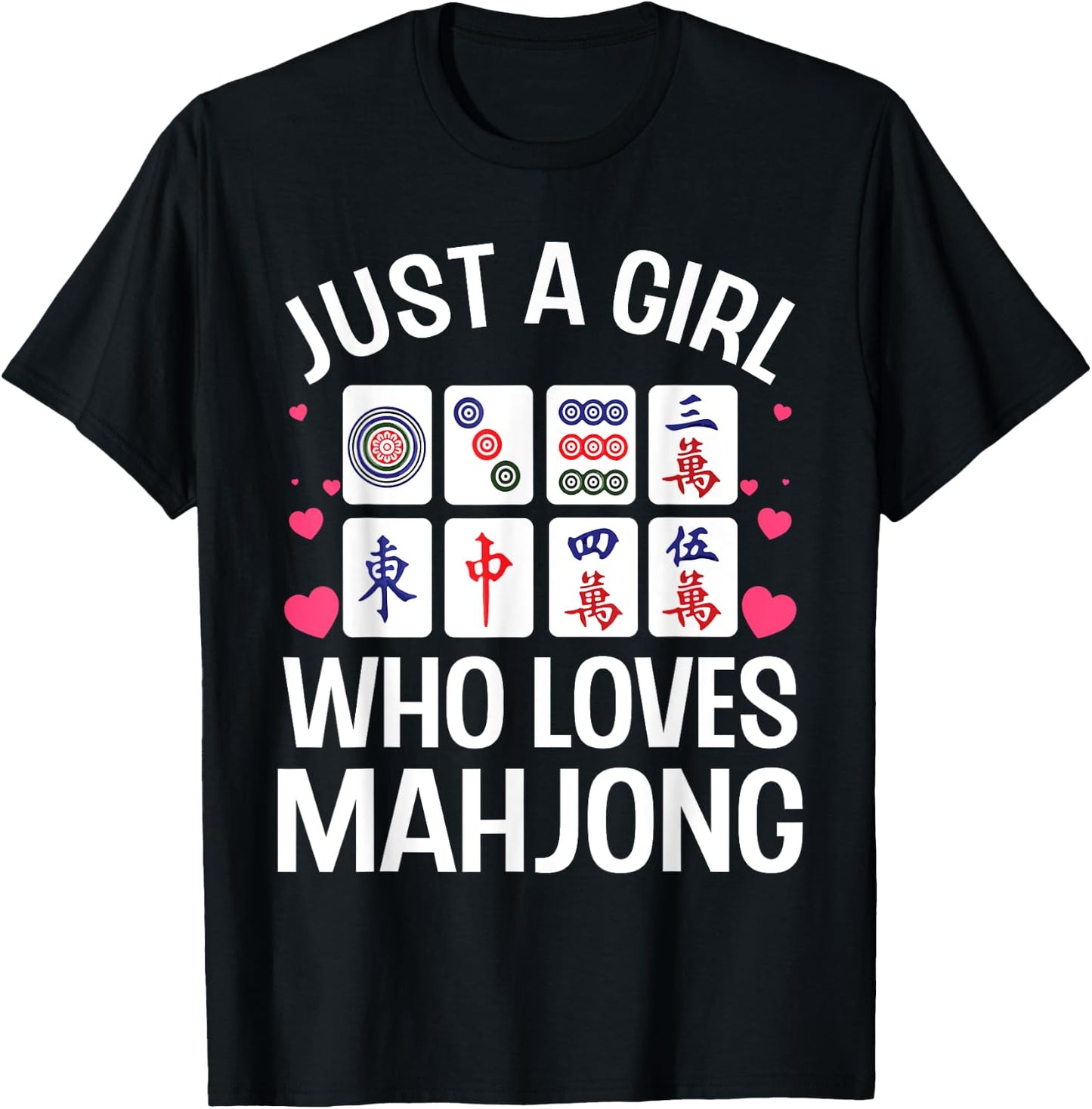 Funny Mahjong Design For Girls Women Chinese Mahjong Players T-Shirt - T-Shirt | Black