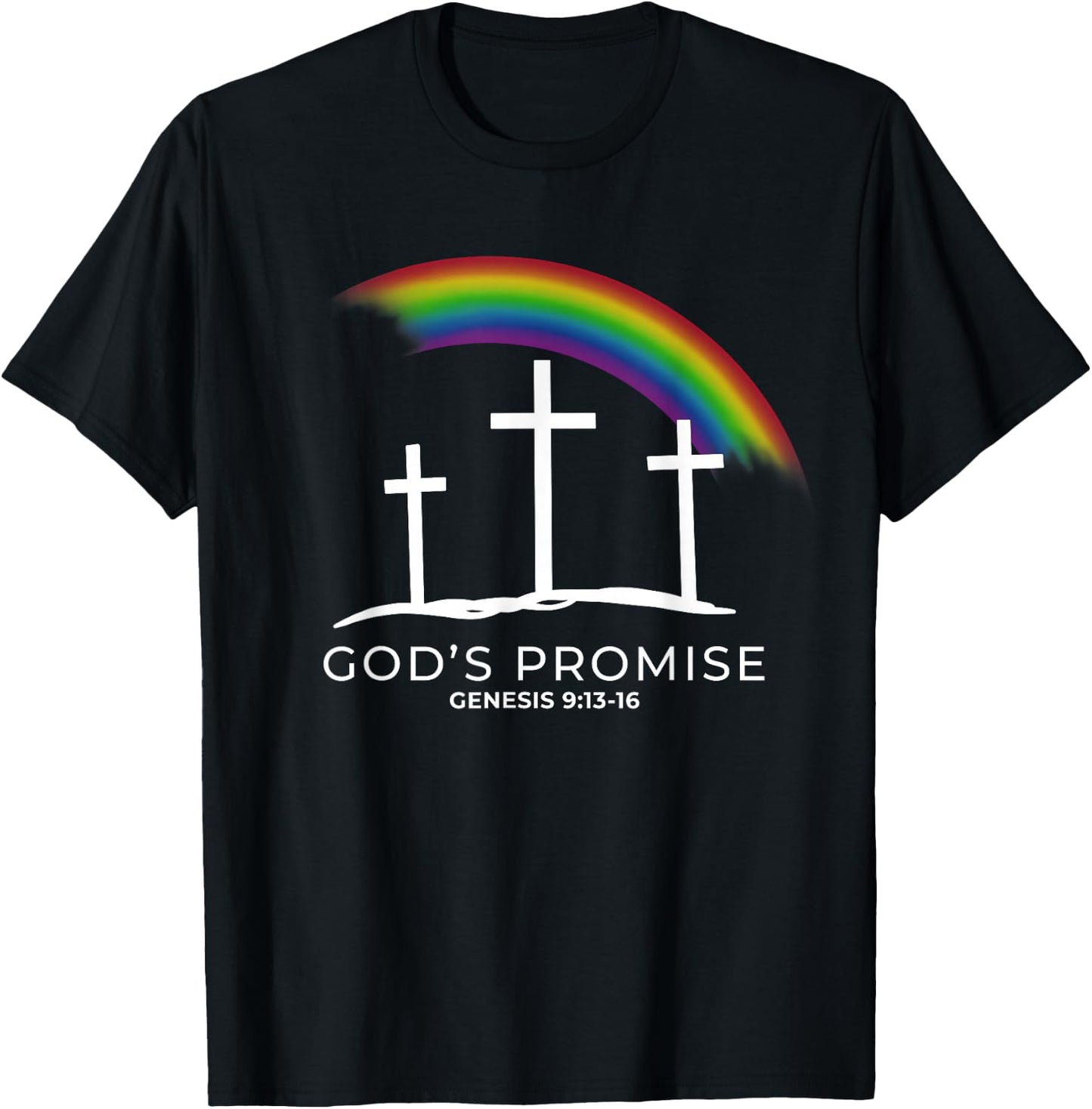 Funny Rainbow Christ Cross - Christian Quote God's Promise T-Shirt - T-Shirt | Black
