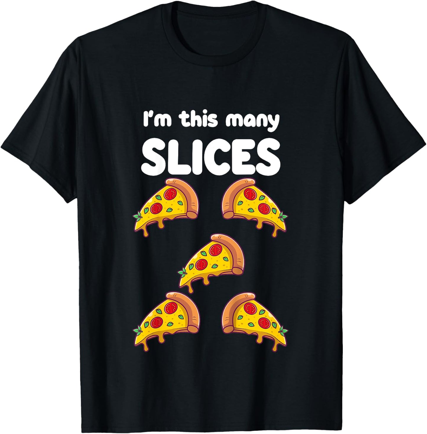 Cute Pizza 5th Birthday I'm This Many Slices 5-Year-Old T-Shirt - T-Shirt | Black