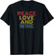 Peace Love and Wine Retro Typography Design T-Shirt - T-Shirt | Black