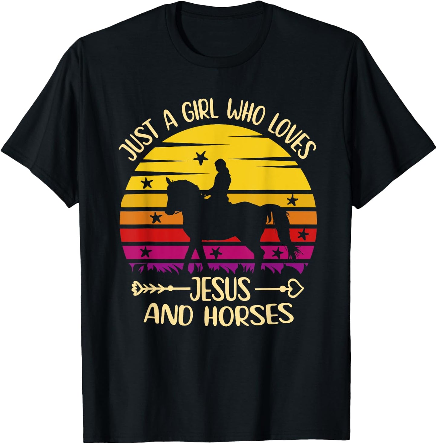Jesus And Horses - Just A Girl Who Loves Jesus And Horses T-Shirt - T-Shirt | Black