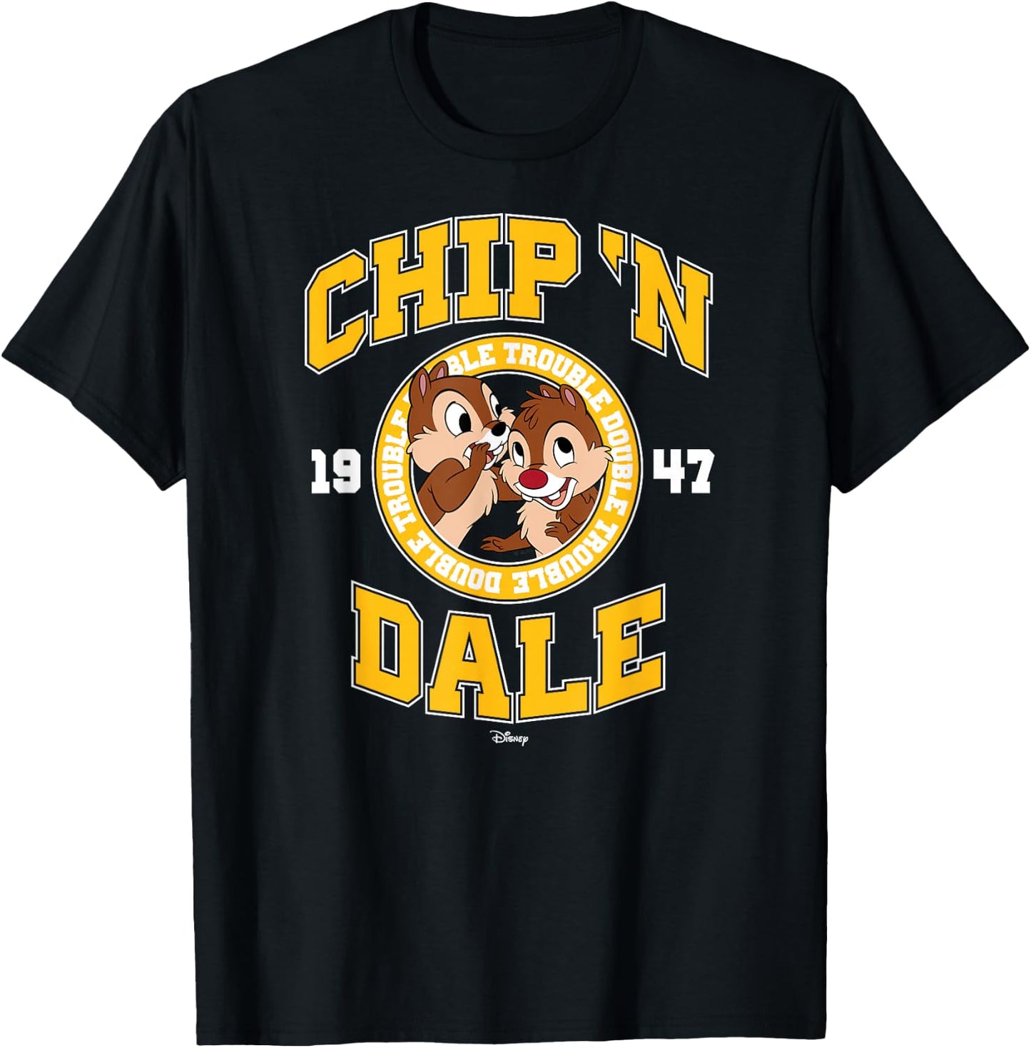 Chip 'N Dale Rescue Rangers - Collegiate Double Trouble T-Shirt - T-Shirt | Black