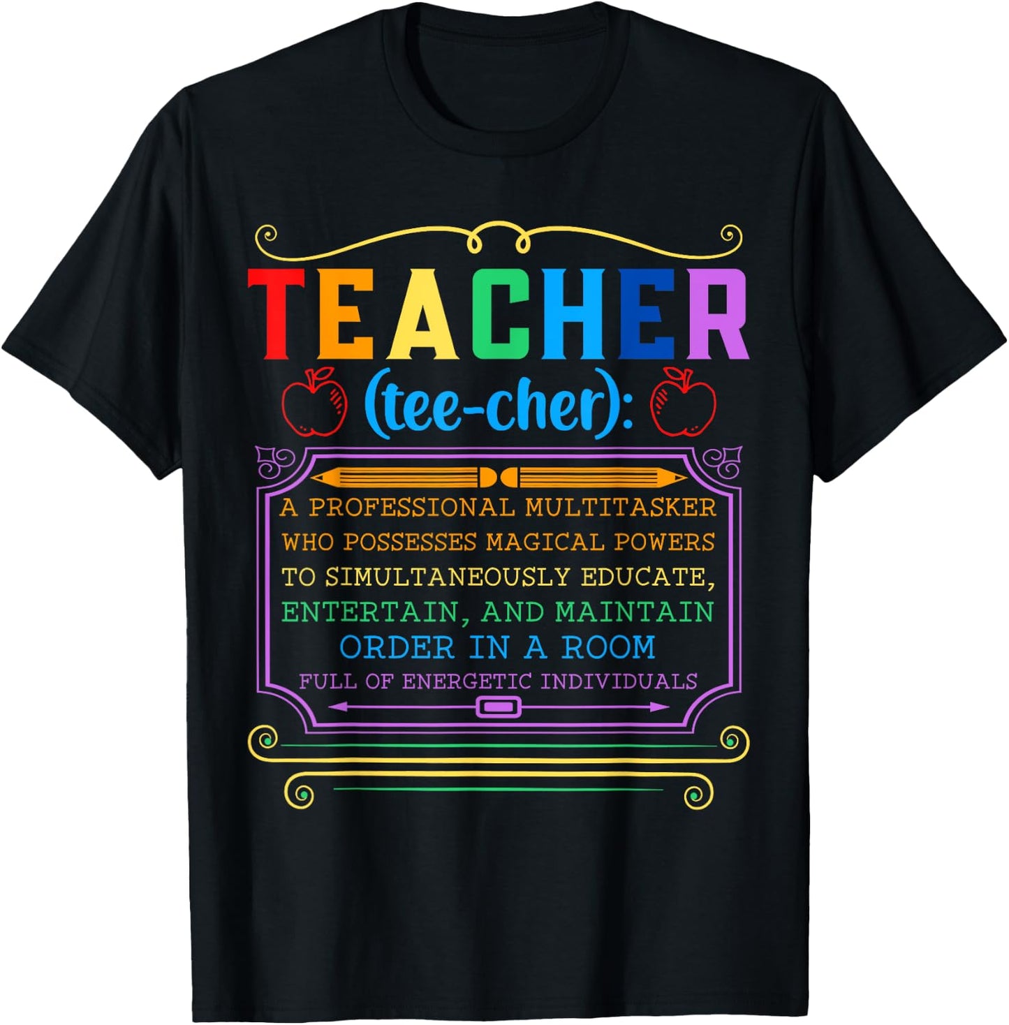 Teacher Definition - Funny Teaching School Teacher T-Shirt - T-Shirt | Black