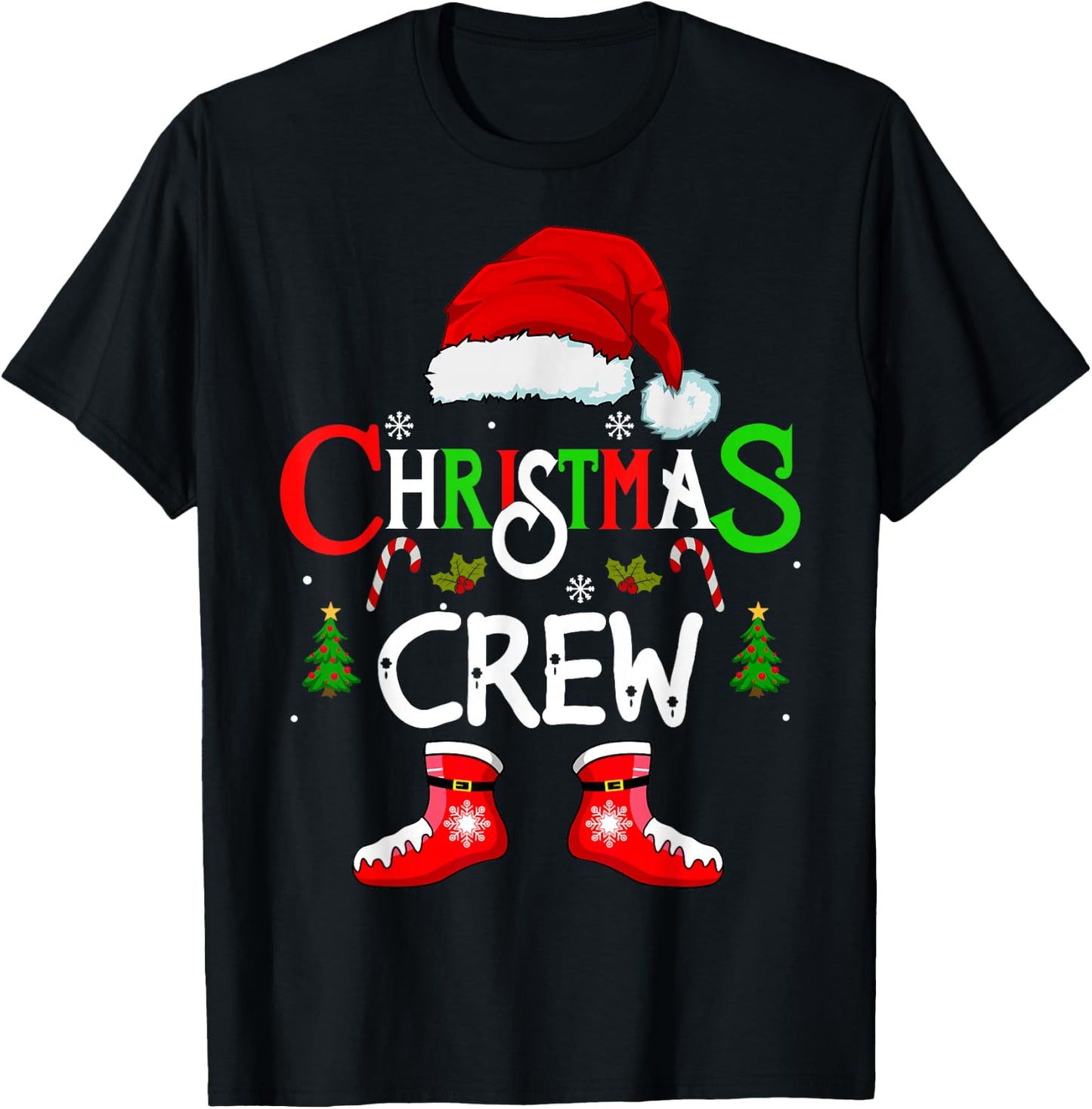 Funny Christmas crew Xmas Squad santa Family Pajamas 2025 T-Shirt - T-Shirt | Black