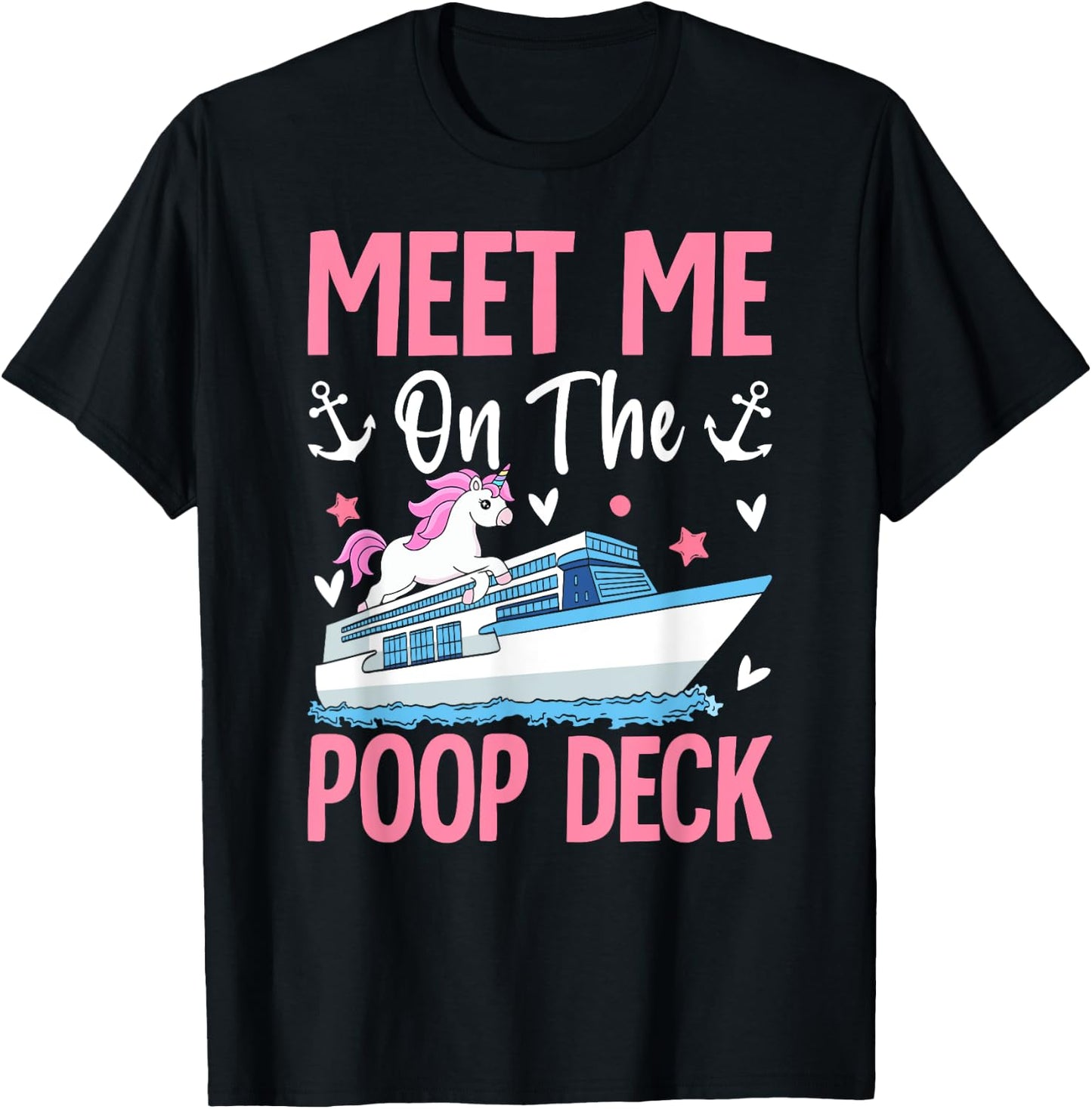Funny Cruise Vacation Cruising Girl Meet Me On The Poop Deck T-Shirt - T-Shirt | Black