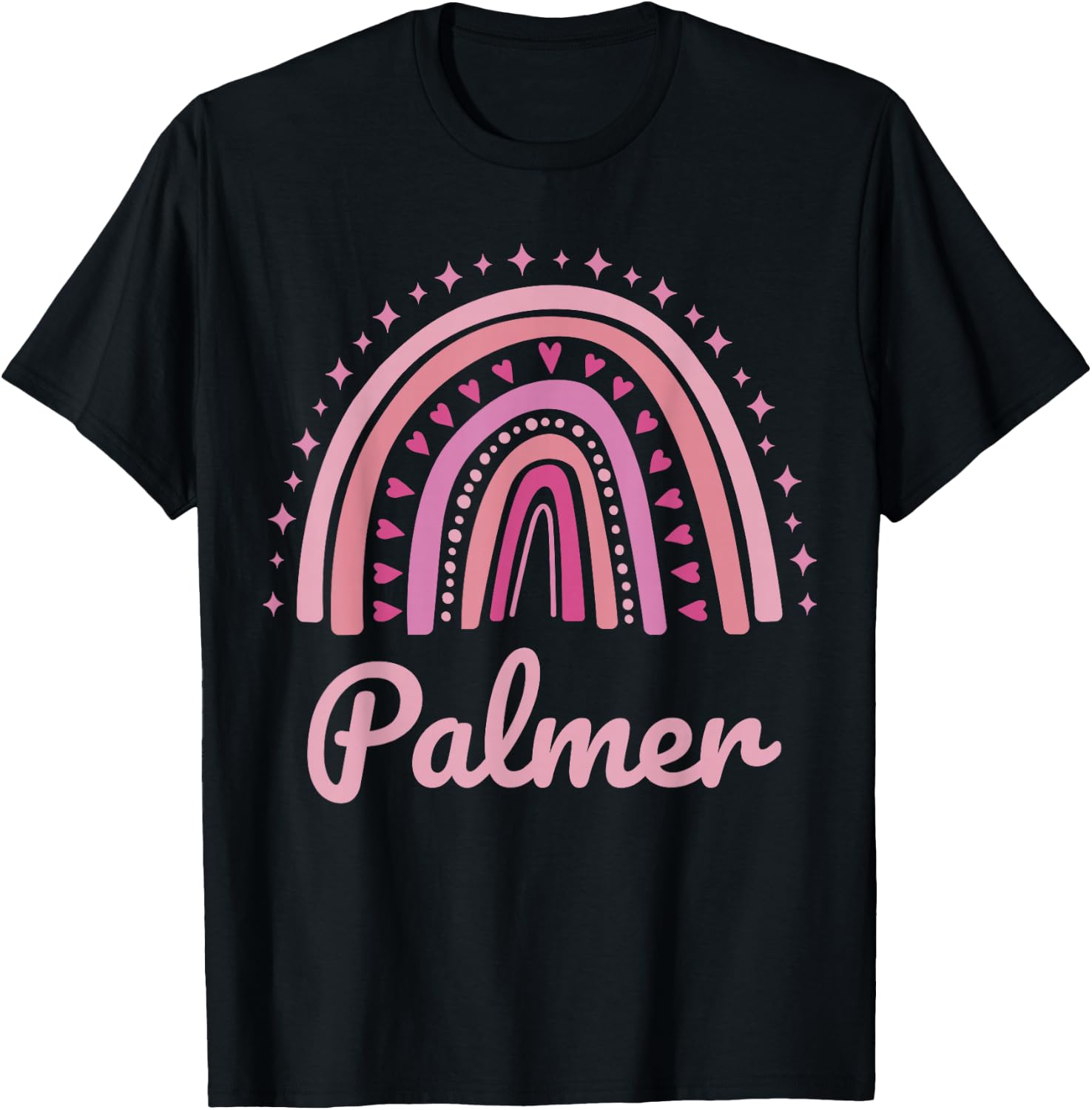 Palmer Name Personalized Funny Women Pink Rainbow Palmer T-Shirt - T-Shirt | Black