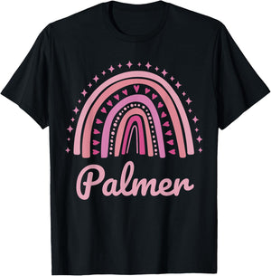 Palmer Name Personalized Funny Women Pink Rainbow Palmer T-Shirt - T-Shirt | Black