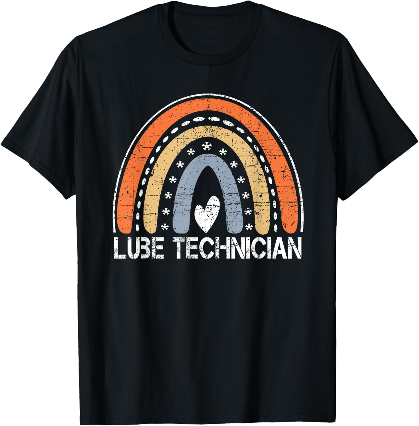 Funny Job Title Worker Vintage Rainbow Lube Technician T-Shirt - T-Shirt | Black