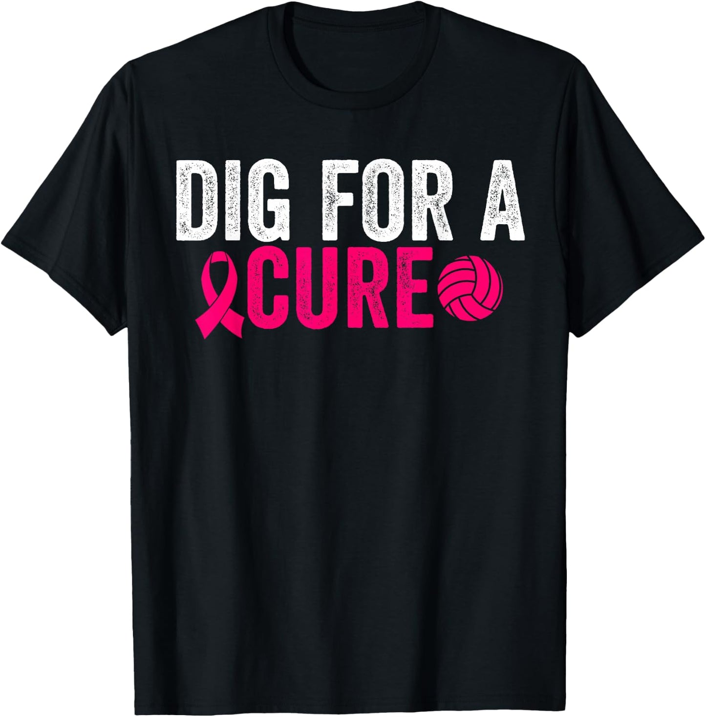 Dig For A Cure Breast Cancer Awareness Volleyball Pink T-Shirt - T-Shirt | Black