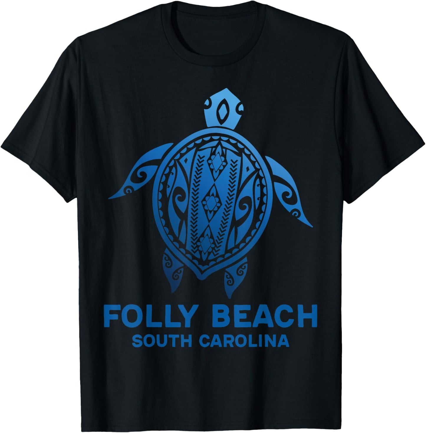 Folly Beach South Carolina Tattoo Blue Sea Turtle Souvenirs Women Girls Kids T-Shirt - T-Shirt | Black
