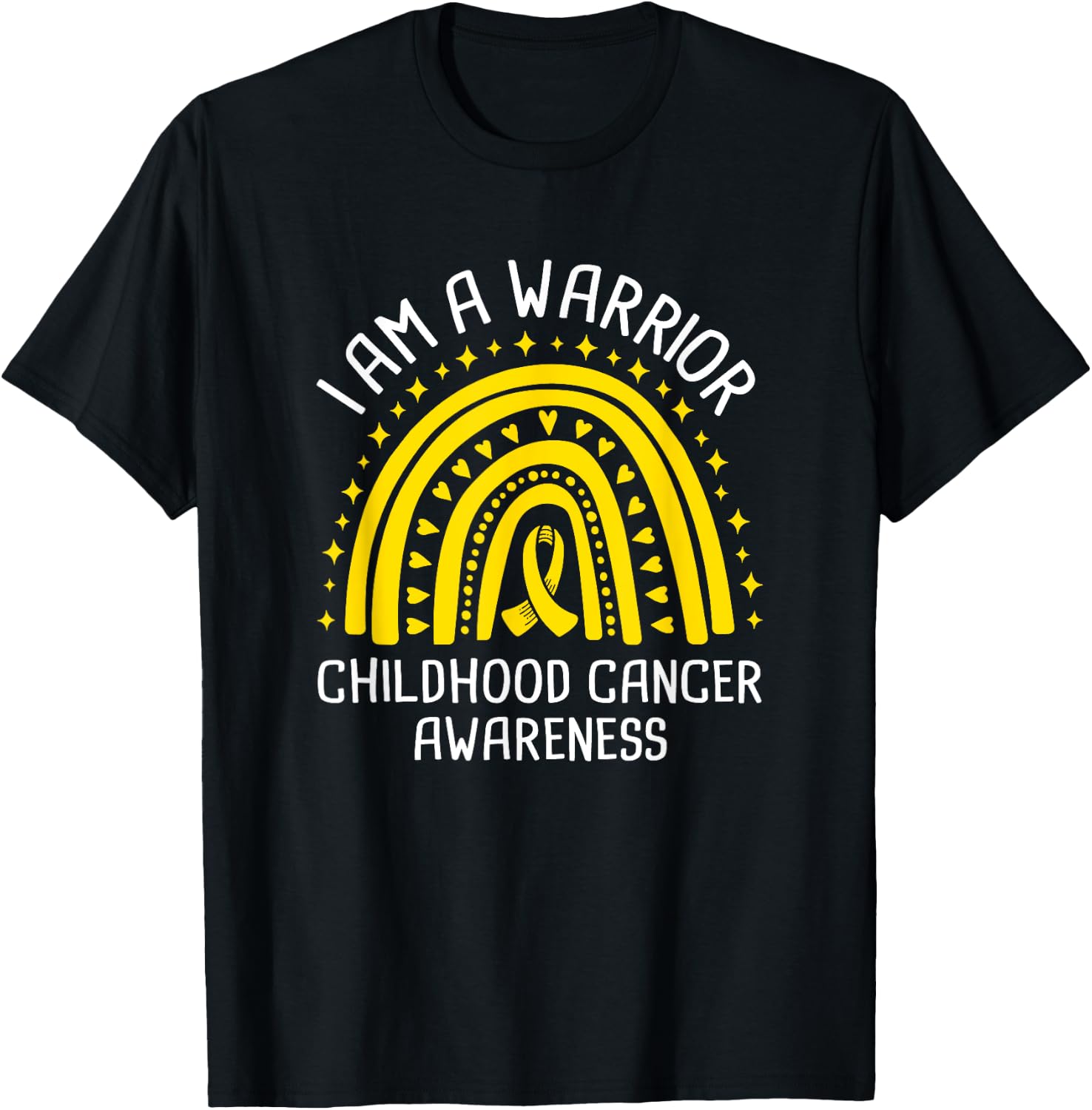 I Am A Warrior Childhood Cancer Awareness T-Shirt - T-Shirt | Black