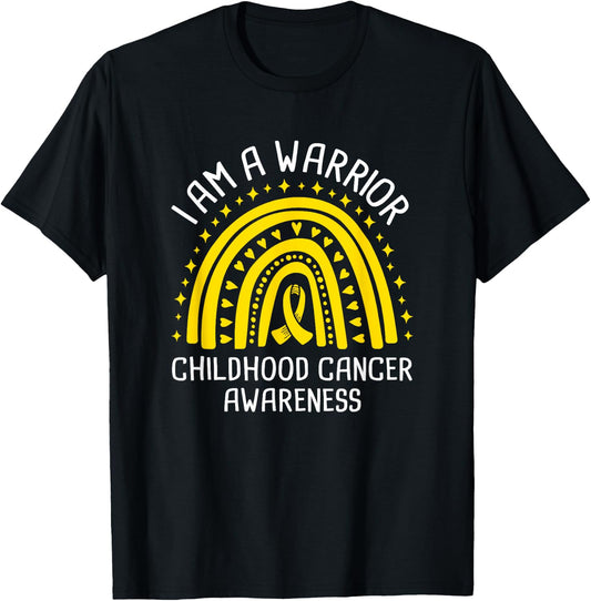 I Am A Warrior Childhood Cancer Awareness T-Shirt - T-Shirt | Black