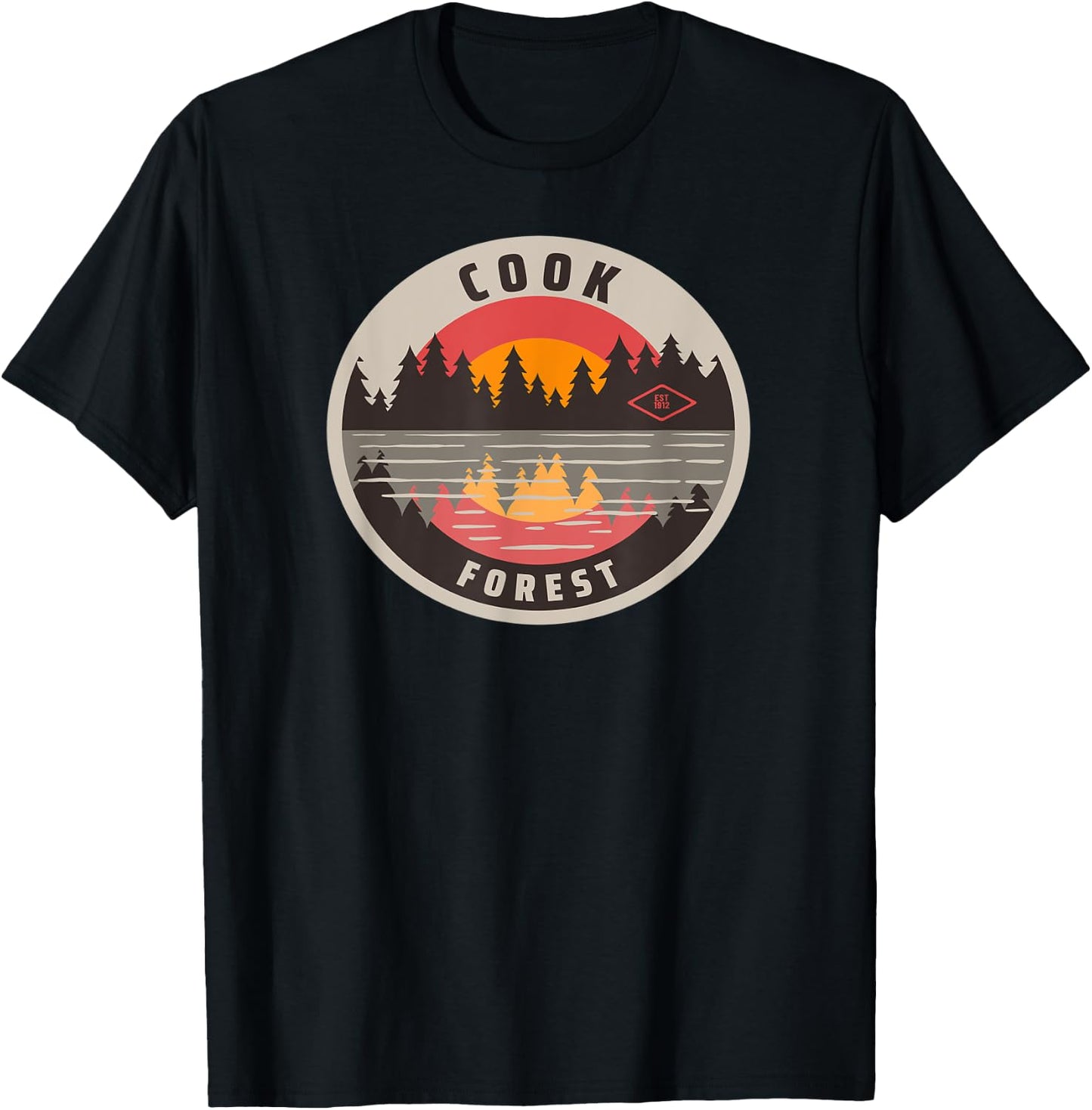 Cook Forest Lake reflection T-Shirt - T-Shirt | Black