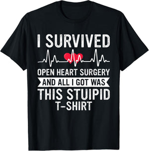 Open Heart Surgery Survivor Recovery Get Well Soon T-Shirt - T-Shirt | Black