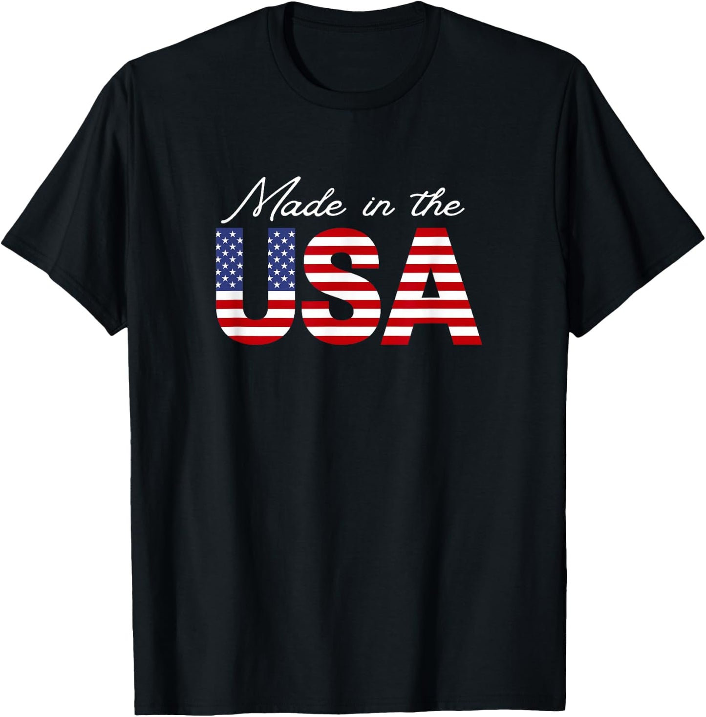 Made in the USA - Retro Patriotic American Flag USA Graphic Kids Men T-Shirt - T-Shirt | Black