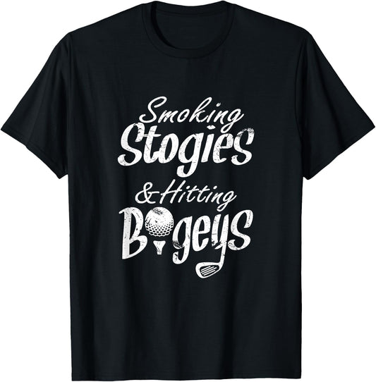 Smoking Stogies & Hitting Bogeys | Funny Guys Golfing Trip T-Shirt - T-Shirt | Black