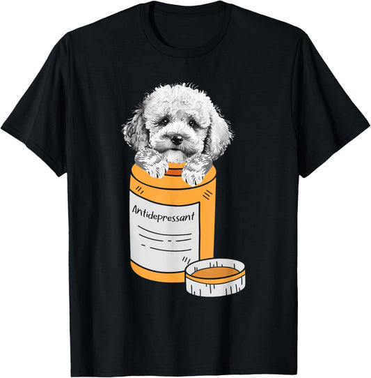 Antidepressant - Poodle Owner Puppy Animal Lover Teacup Dog Women T-Shirt - T-Shirt | Black