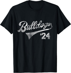 Bulldogs 2024 School Sports Fan Team Spirit Mascot Vintage T-Shirt - T-Shirt | Black