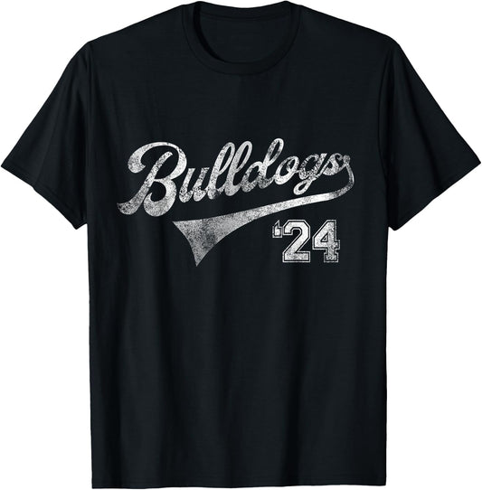 Bulldogs 2024 School Sports Fan Team Spirit Mascot Vintage T-Shirt - T-Shirt | Black