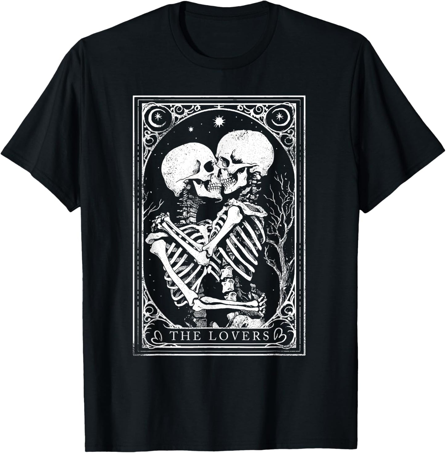 Tarot Card Shirt The Lovers Goth Skeleton Halloween Occult T-Shirt - T-Shirt | Black