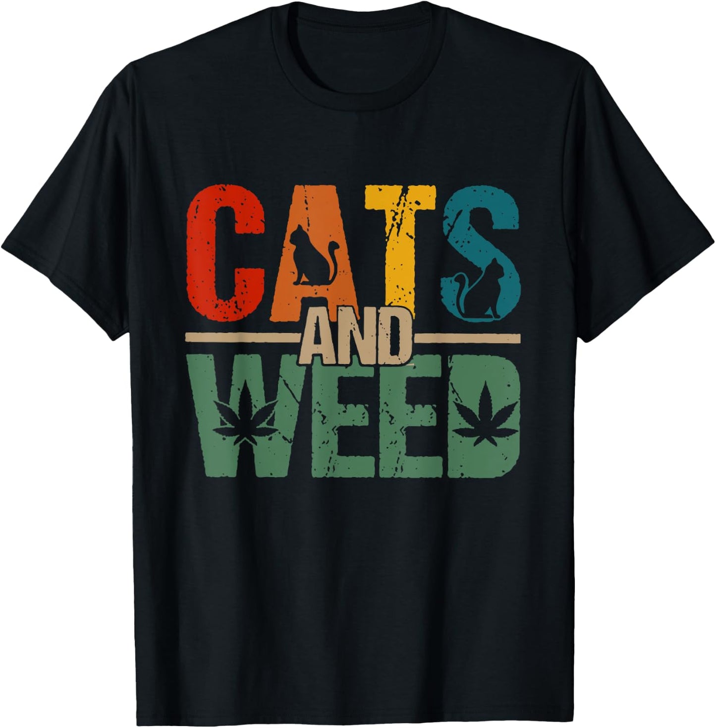 Cats And Weed, Cannabis Stoner, Marijuana Cat Mom Dad Women T-Shirt - T-Shirt | Black
