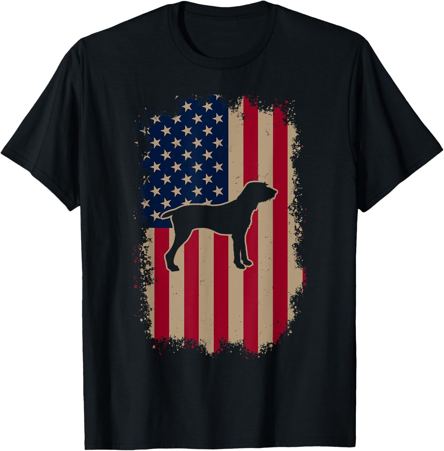 American US Flag Pudelpointer T-Shirt - T-Shirt | Black