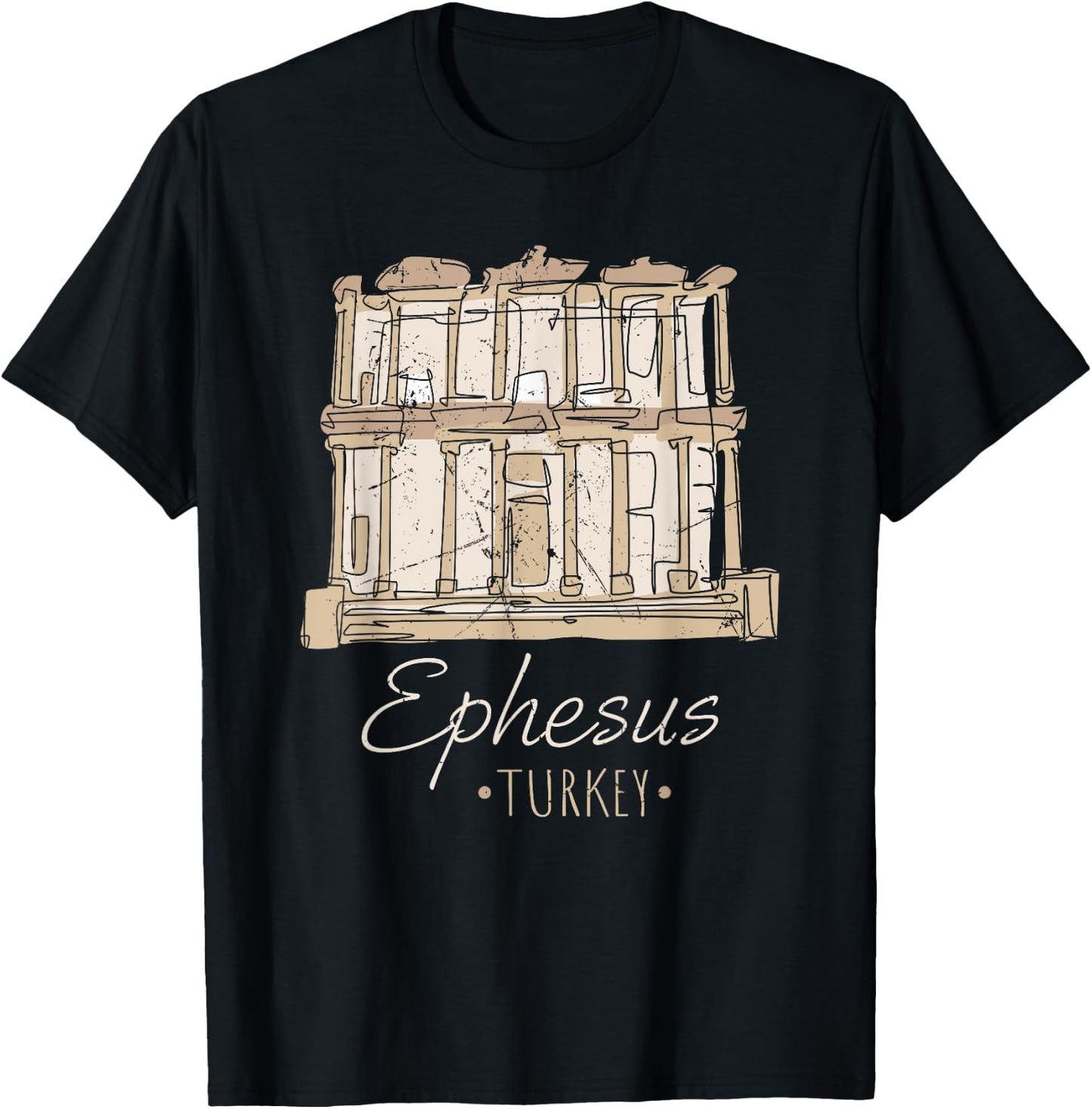 Ephesus Turkey Ancient City Architecture Ruins History T-Shirt - T-Shirt | Black
