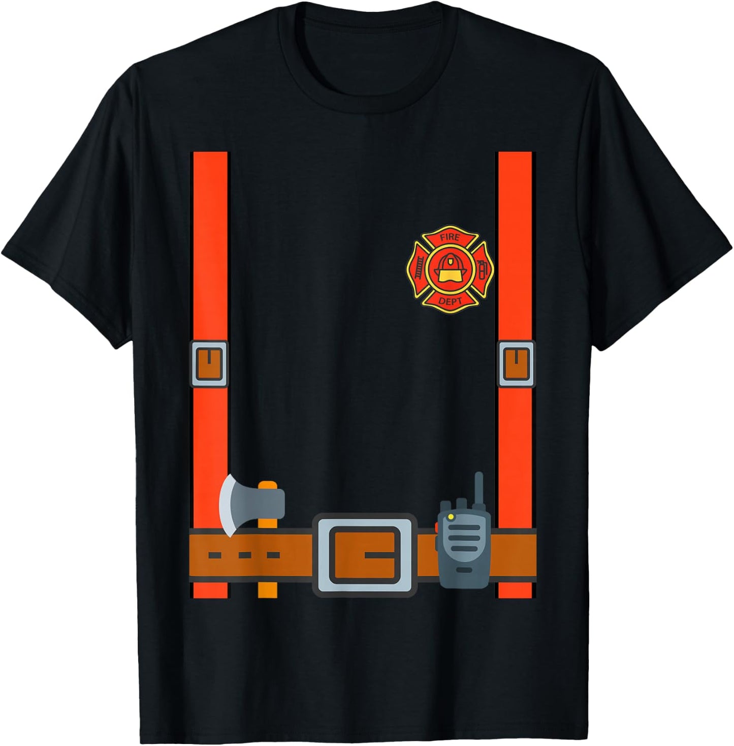 Fun Fireman Halloween - Firefighter Cosplay Costume Dressup T-Shirt - T-Shirt | Black