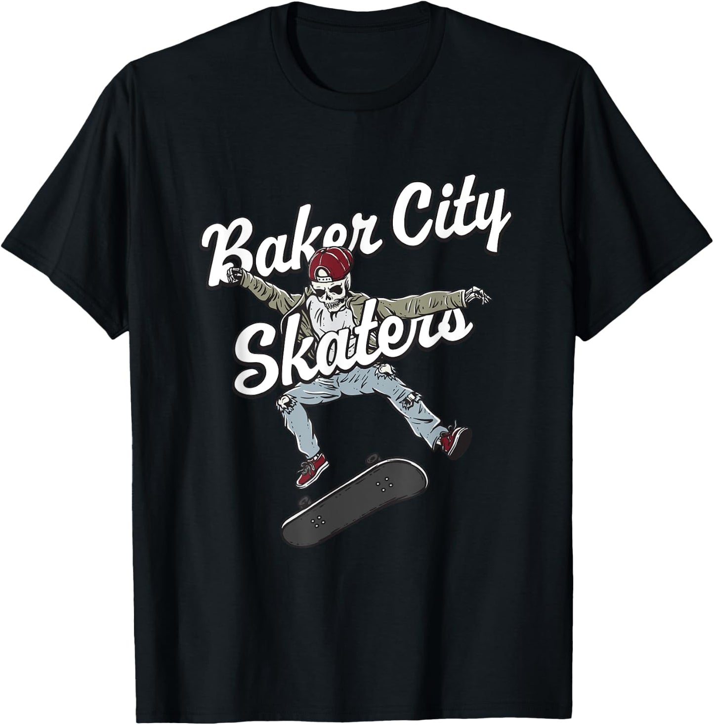 Baker City Skater Skateboarding Funny Skateboard Humor T-Shirt - T-Shirt | Black